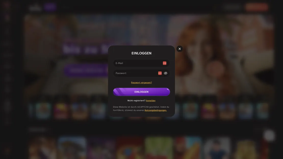 Login-Fenster von IRIS Casino